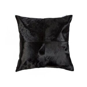 Natural Home Decor Torino Cowhide Pillow | 1-Piece | Black | 18"x18"